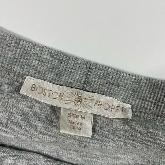 Boston Proper Off Shoulder Shirt Grey Ruffle Size Medium Long Sleeve - Picture 4 of 6